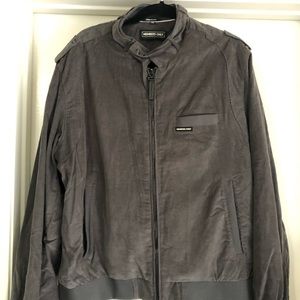 Members Only grey corduroy motorcycle jacket.